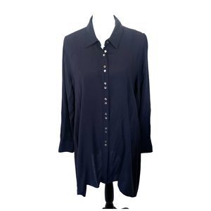 Soft Surroundings Long Line‎ Button Down Assymetrical Flowy Tunic Shirt Dress M